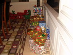 The gifts - in the dining room where the dogs can't get at them